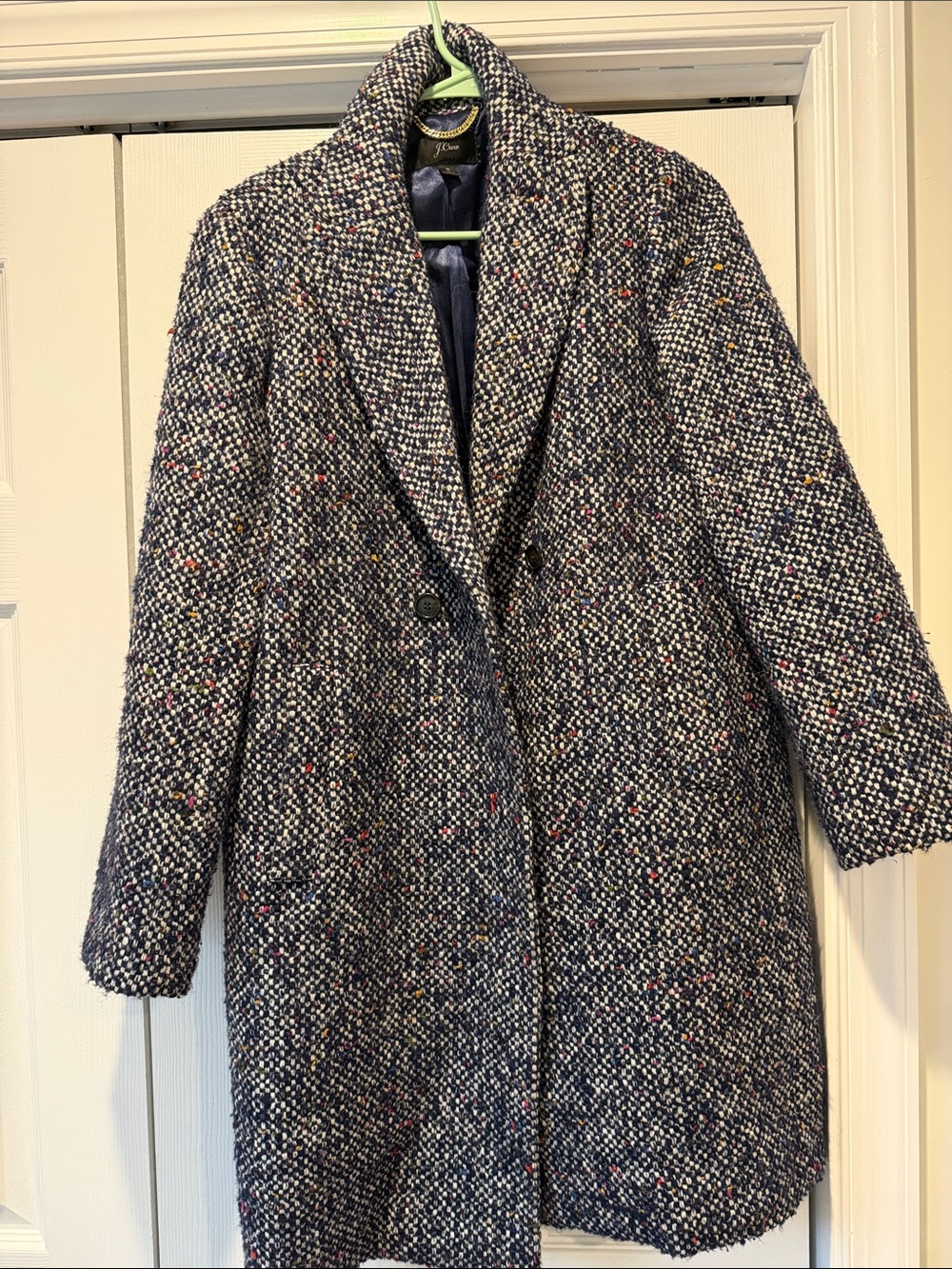 J. Crew Navy Multicolor Tweed Pea Coat